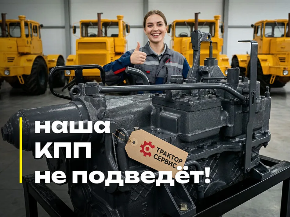 КПП К-744 не подведёт — сотрудник «Трактор Сервис+» на фоне тракторов Кировец