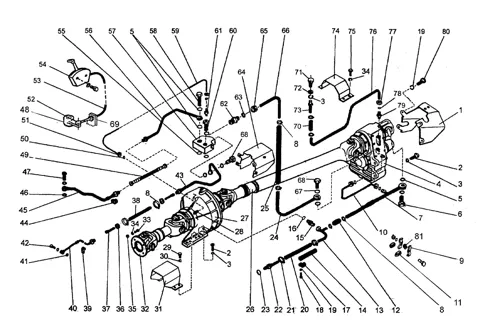 Схема: механизм отбора мощности К-744Р2, рис. 58